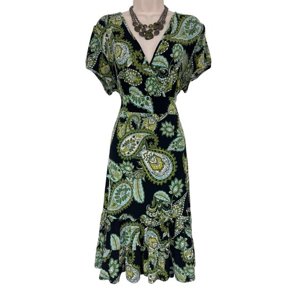 Apt. 9 Dresses & Skirts - Size 1X 16 18 PAISLEY PRINT RUFFLE HEM DRESS W/TIE Summer Fall Wedding PLUS SIZE